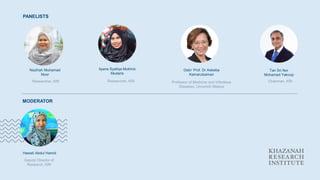 Nazihah Muhamad
Noor
Ilyana Syafiqa Mukhriz
Mudaris
Researcher, KRI Researcher, KRI
PANELISTS
Hawati Abdul Hamid
Deputy Director of
Research, KRI
MODERATOR
Tan Sri Nor
Mohamed Yakcop
Chairman, KRI
Dato’ Prof. Dr Adeeba
Kamarulzaman
Professor of Medicine and Infectious
Diseases, Universiti Malaya
 