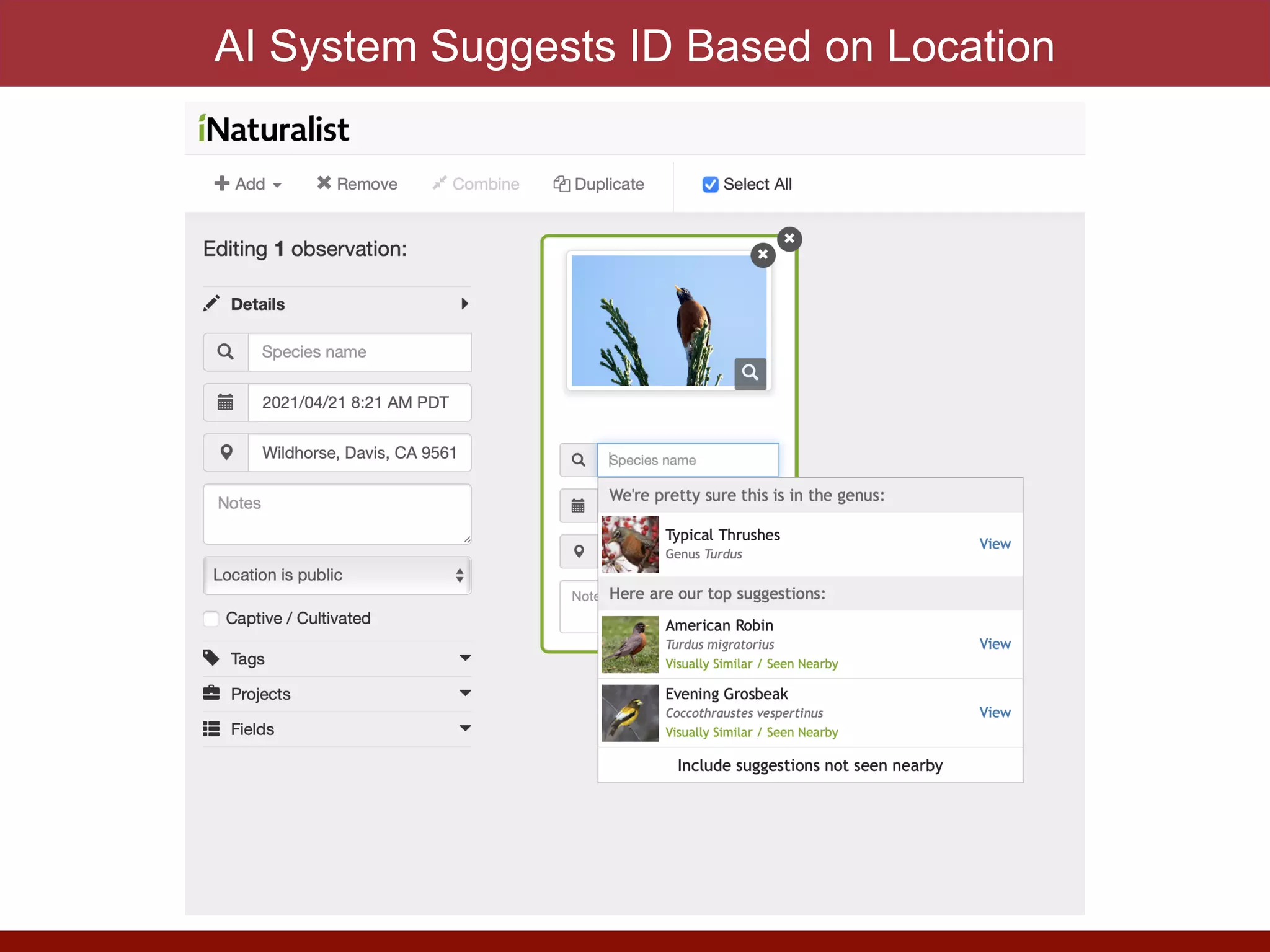 AI System Suggests ID Based on Location
 