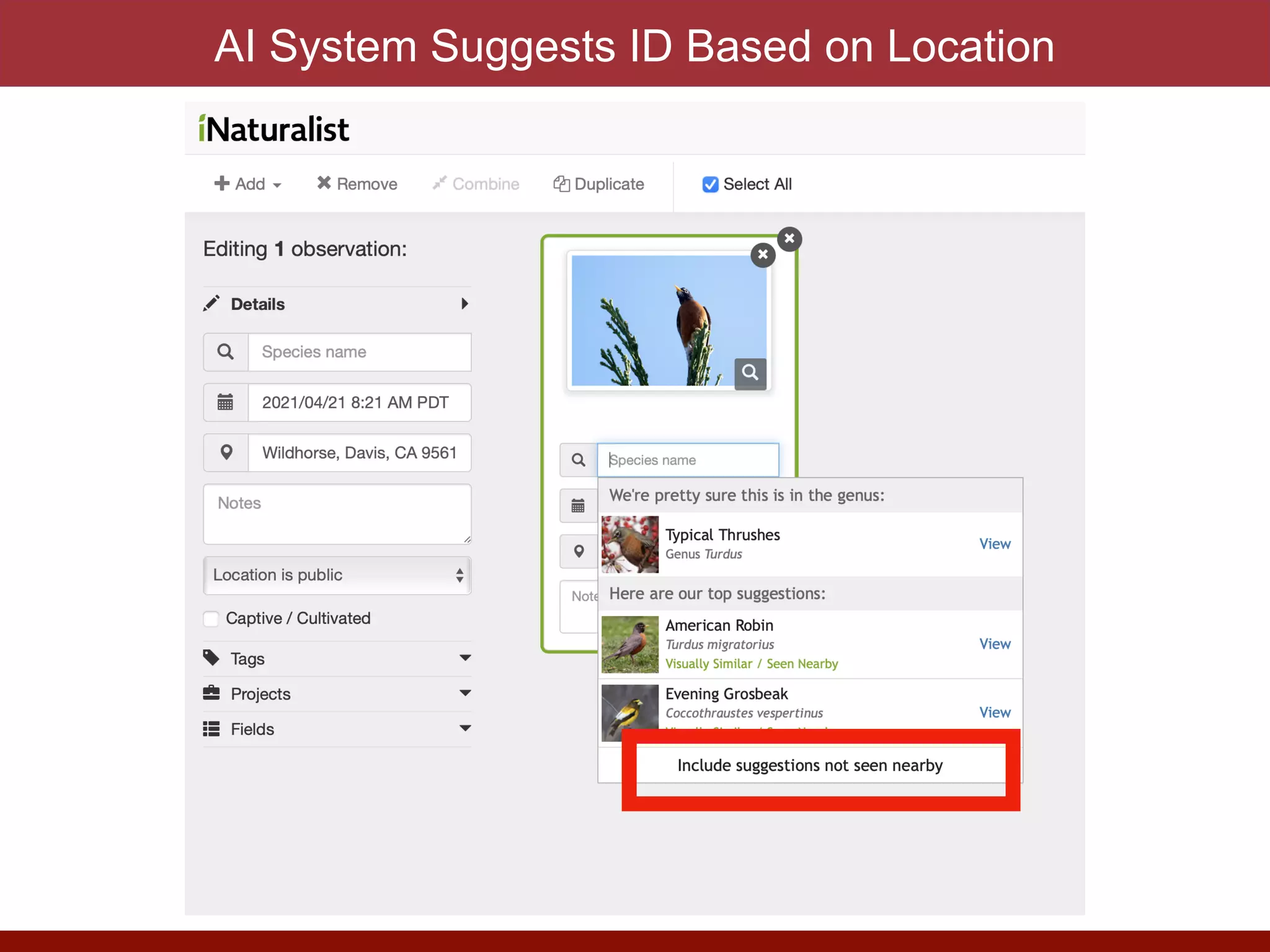 AI System Suggests ID Based on Location
 