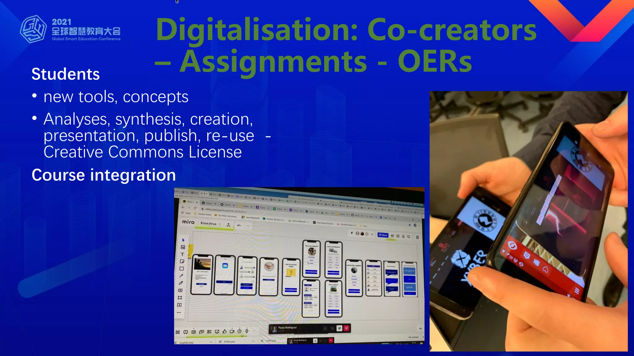 Digitalisation: Co-creators
– Assignments - OERs
Students
• new tools, concepts
• Analyses, synthesis, creation,
presentation, publish, re-use -
Creative Commons License
Course integration
 