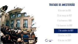 18 de abril de 1951
25 de março de 1957
7 de fevereiro de 1992
2 de outubro de 1997
26 de fev. de 2001
13 de dez. de 2007
17 de fevereiro 1986
TRATADO DE AMESTERDÃO
 