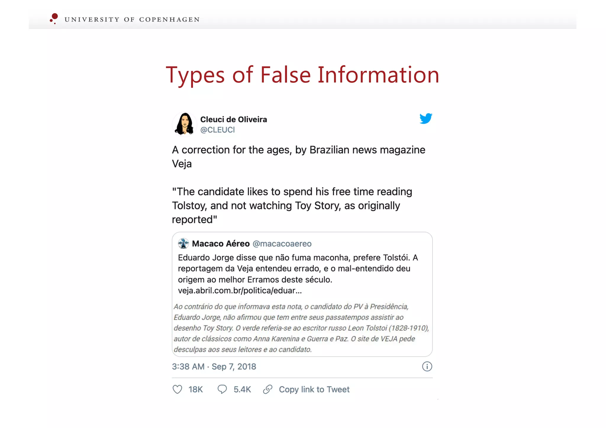 Types of False Information
 