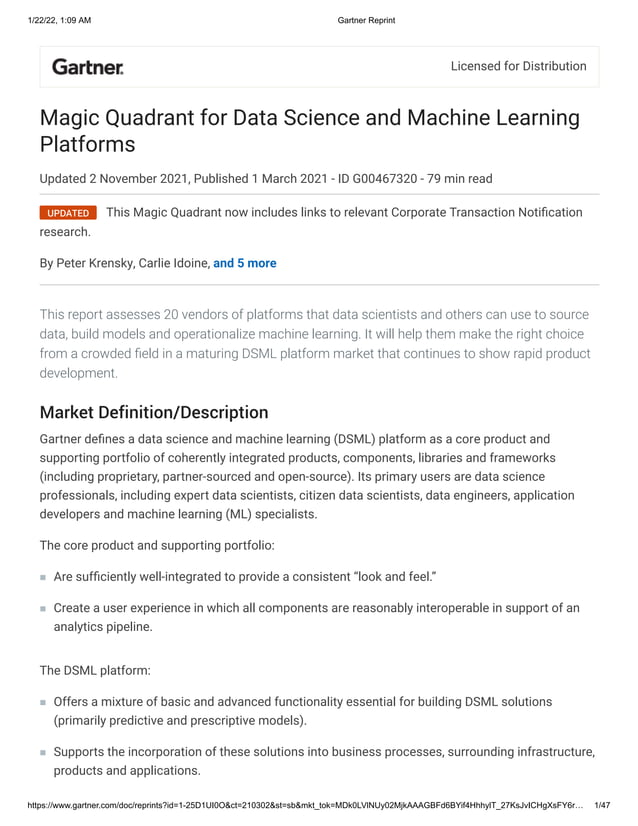 2021 gartner mq dsml PDF