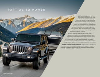 9
P A R T I A L T O P O W E R
2.0 TURBO I-4 ENGINE Performs
with V6 muscle, yet sips fuel as an
I-4 should. The 2.0 Turbo I-4 engine
offers fuel-saving/energy generating
functions that include auto-stop/start,
electric power assist, extended fuel
shutoff and transmission shift management.
Direct injection boosts power while reducing
emissions, and ESS technology improves
fuel economy. With its standard match to the
8-speed transmission, you’ll enjoy strong takeoffs
and smooth highway coasting.
ENGINE STOP/START (ESS) TECHNOLOGY Helps
reduce CO2
emissions and improve efficiency by using a
dual-battery system and sophisticated controls to reduce
fuel flow and turn off the engine when the vehicle brakes
to a stop. When the brake pedal is released, the engine
seamlessly restarts and the transmission engages. Standard on
all engines when paired with the available automatic transmission.
8-SPEED AUTOMATIC TRANSMISSION With smooth, quick efficiency,
this transmission provides additional gears with no gain in weight,
enhanced acceleration with reduced fuel consumption and increased
torque with added strength to pull. Available.
Properly secure all cargo.
 
