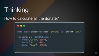 Thinking
22
How to calculate all the donate?
 