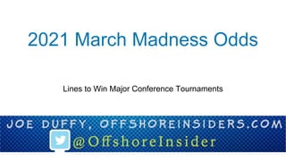 2021 March Madness Odds
Lines to Win Major Conference Tournaments
 