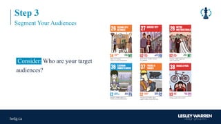 Step 3
Segment Your Audiences
Consider: Who are your target
audiences?
 