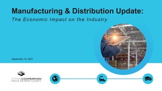 Manufacturing & Distribution Update:
September 13, 2021
The Economic Impact on the Industry
 