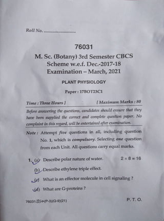 2021 Papers M.sc Botany 