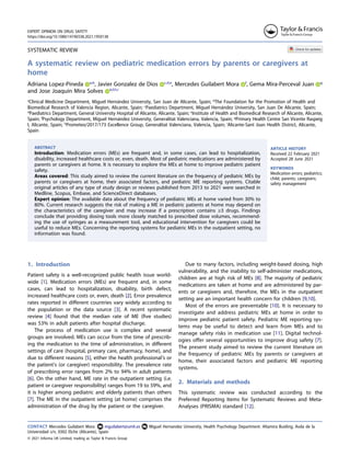 SYSTEMATIC REVIEW
A systematic review on pediatric medication errors by parents or caregivers at
home
Adriana Lopez-Pineda...