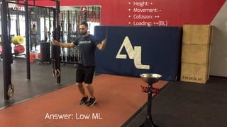 • Height: +
• Movement: -
• Collision: ++
• Loading: ++(BL)
Answer: Low ML
 