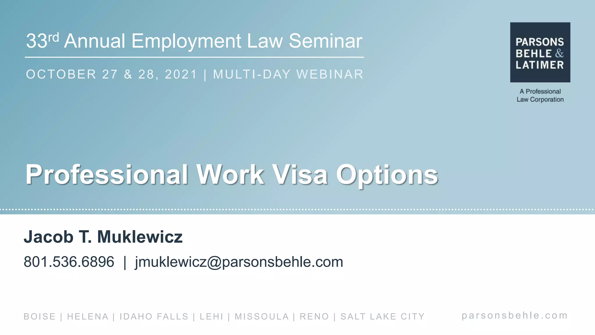 Professional Work Visa Options | PPT
