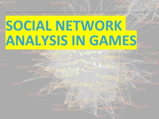 SOCIAL NETWORK
ANALYSIS IN GAMES
 