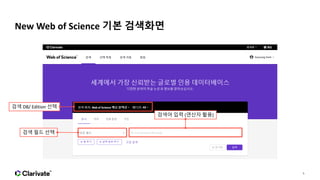 5
New Web of Science 기본 검색화면
검색어 입력 (연산자 활용)
검색 DB/ Edition 선택
검색 필드 선택
 