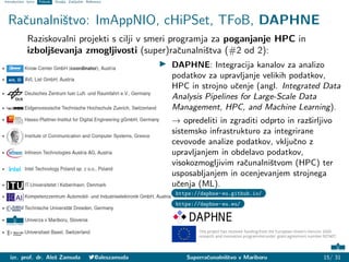 Introduction Izzivi Pobude Orodja Zaključek Reference
Računalništvo: ImAppNIO, cHiPSet, TFoB, DAPHNE
Raziskovalni proje...