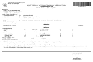 NOMOR : SP DIPA- 018.09.2.567495/2022
TAHUN ANGGARAN 2022
KEMENTERIAN KEUANGAN REPUBLIK INDONESIA
LAMPIRAN : Satu set DIPA Petikan
SURAT PENGESAHAN DAFTAR ISIAN PELAKSANAAN ANGGARAN PETIKAN
DS:3260-8616-4040-7400
1.UU No. 17 Tahun 2003 tentang Keuangan Negara.
2.UU No. 1 Tahun 2004 tentang Perbendaharaan Negara.
3.UU No. 6 Tahun 2021 tentang APBN TA 2022
A. Dasar Hukum:
1. Kementerian Negara/Lembaga
2. Unit Organisasi
3. Provinsi
4. Kode/Nama Satker
B.Dengan ini disahkan Alokasi Anggaran Untuk:
: (018) KEMENTERIAN PERTANIAN
(09)
: Badan Penelitian dan Pengembangan Pertanian
(11)
: SUMATERA SELATAN
: (567495) BALAI PENGKAJIAN TEKNOLOGI PERTANIAN SUMATERA SELATAN
Terlampir
Kode dan Nama Fungsi dan Sub Fungsi :
Sebesar 15.021.595.000 ( LIMA BELAS MILIAR DUA PULUH SATU JUTA LIMA RATUS SEMBILAN PULUH LIMA RIBU RUPIAH )
Rp.
Untuk kegiatan-kegiatan sebagai berikut :
:
Kode dan Nama Program dan Kegiatan : Jumlah Uang
Terlampir
Rp. Rp.
- Hibah Dalam Negeri Langsung
D. Pencairan dana dilakukan melalui :
- Hibah Luar Negeri
- Pinjaman Luar Negeri
Rp.
0
C. Sumber Dana Berasal Dari :
Rp.
Rp.
Rp.
14.594.200.000 4. Pinjaman/Hibah Dalam Negeri
- Hibah Luar Negeri Langsung
0
0
2. PNBP
5. Hibah Langsung
3. Pinjaman/Hibah Luar Negeri
1. Rupiah Murni
427.395.000
Rp.
PNBP TA Berjalan
0
0
6. SBSN PBS
- Hibah Dalam Negeri
Rp.
Rp.
0
Rp.
0
0
0
0
Rp.
- Pinjaman Dalam Negeri
Rp.
Rp.
1. KPPN PALEMBANG 15.021.595.000
(014)
E. Pernyataan Syarat dan Ketentuan (Disclaimer)
1. DIPA Petikan ini merupakan bagian yang tidak terpisahkan dari DIPA Induk (Nama Program, Unit Organisasi dan Kementerian Negara/Lembaga).
2. DIPA Petikan ini dicetak secara otomatis melalui sistem yang dilengkapi dengan kode pengaman berupa digital stamp sebagai pengganti tanda tangan pengesahan (otentifikasi).
3. DIPA Petikan berfungsi sebagai dasar pelaksanaan kegiatan satker dan pencairan dana/pengesahan bagi Bendahara Umum Negara/Kuasa Bendahara Umum Negara.
4. Rencana Penarikan Dana dan Perkiraan Penerimaan yang tercantum dalam Halaman III DIPA diisi sesuai dengan rencana pelaksanaan kegiatan.
5. Tanggung jawab terhadap penggunaan anggaran yang tertuang dalam DIPA Petikan sepenuhnya berada pada Pengguna Anggaran/Kuasa Pengguna Anggaran.
6. Dalam hal terdapat perbedaan data antara DIPA Petikan dengan database RKA-K/L-DIPA Kementerian Keuangan maka yang berlaku adalah data yang terdapat di dalam database RKA-K/L-DIPA Kementerian Keuangan (berdasarkan bukti-bukti yang ada).
7. DIPA Petikan berlaku sejak tanggal 1 Januari 2022 sampai dengan 31 Desember 2022.
ISA RACHMATARWATA
Jakarta, 17 November 2021
A.N. MENTERI KEUANGAN
DIREKTUR JENDERAL ANGGARAN
NIP. 196612301991021001
ttd.
 