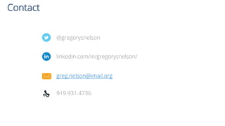 @gregorysnelson
linkedin.com/in/gregorysnelson/
greg.nelson@imail.org
919.931.4736
Contact
 