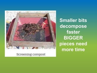 Smaller bits
decompose
faster
BIGGER
pieces need
more time
 