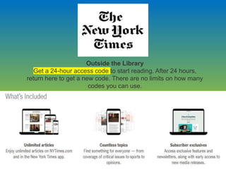 Outside the Library
Get a 24-hour access code to start reading. After 24 hours,
return here to get a new code. There are no limits on how many
codes you can use.
 