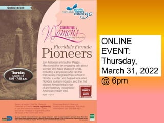 ONLINE
EVENT:
Thursday,
March 31, 2022
@ 6pm
 