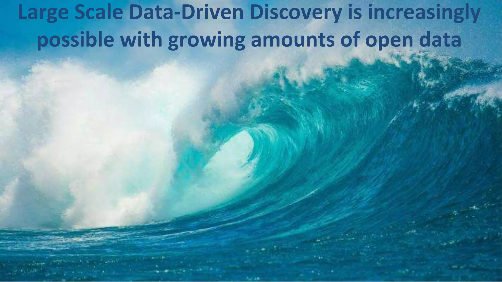 @micheldumontier::AIML:2022-03-29
2
Large Scale Data-Driven Discovery is increasingly
possible with growing amounts of open data
 
