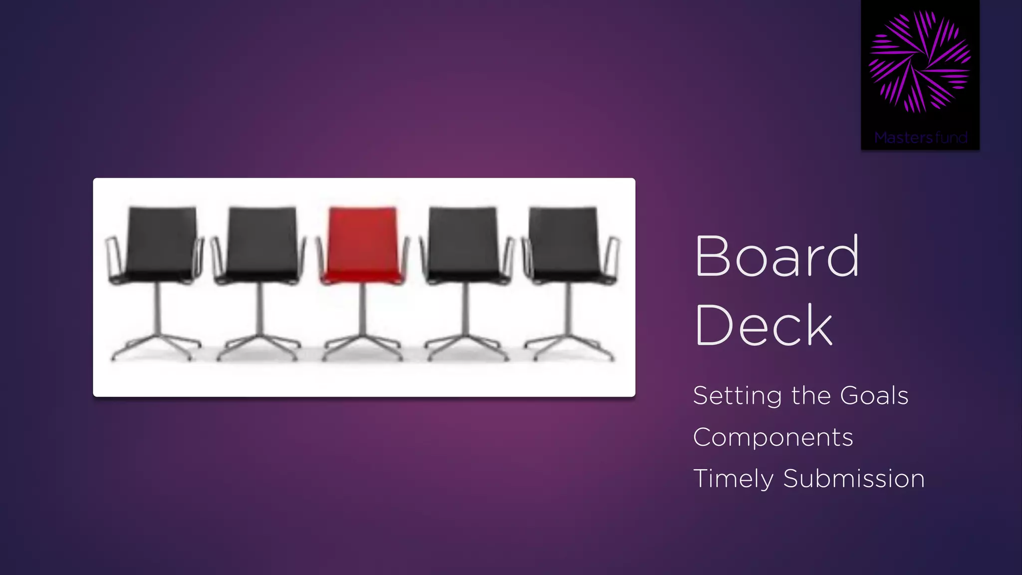 Board
Deck
Setting the Goals
Components
Timely Submission
 