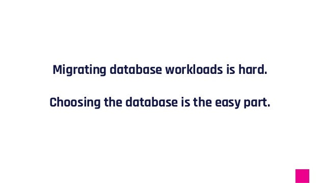 Migrating database workloads is hard.
Choosing the database is the easy part.
 