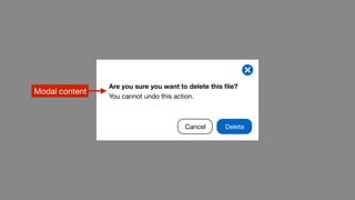Are you sure you want to delete this
fi
le?
You cannot undo this action.
Delete
Cancel
Modal content
 