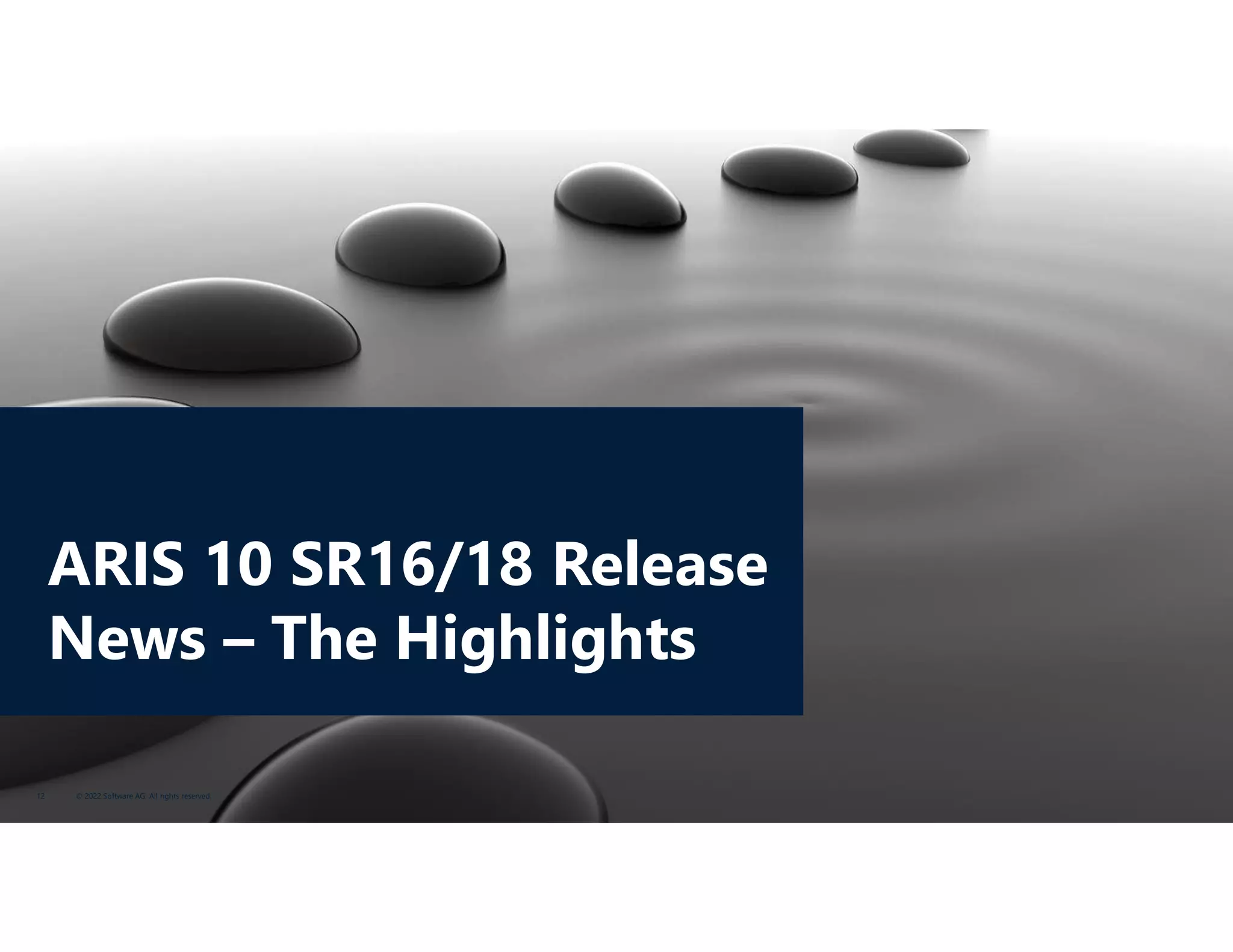 ARIS 10 SR16/18 Release
News – The Highlights
© 2022 Software AG. All rights reserved.
12
 