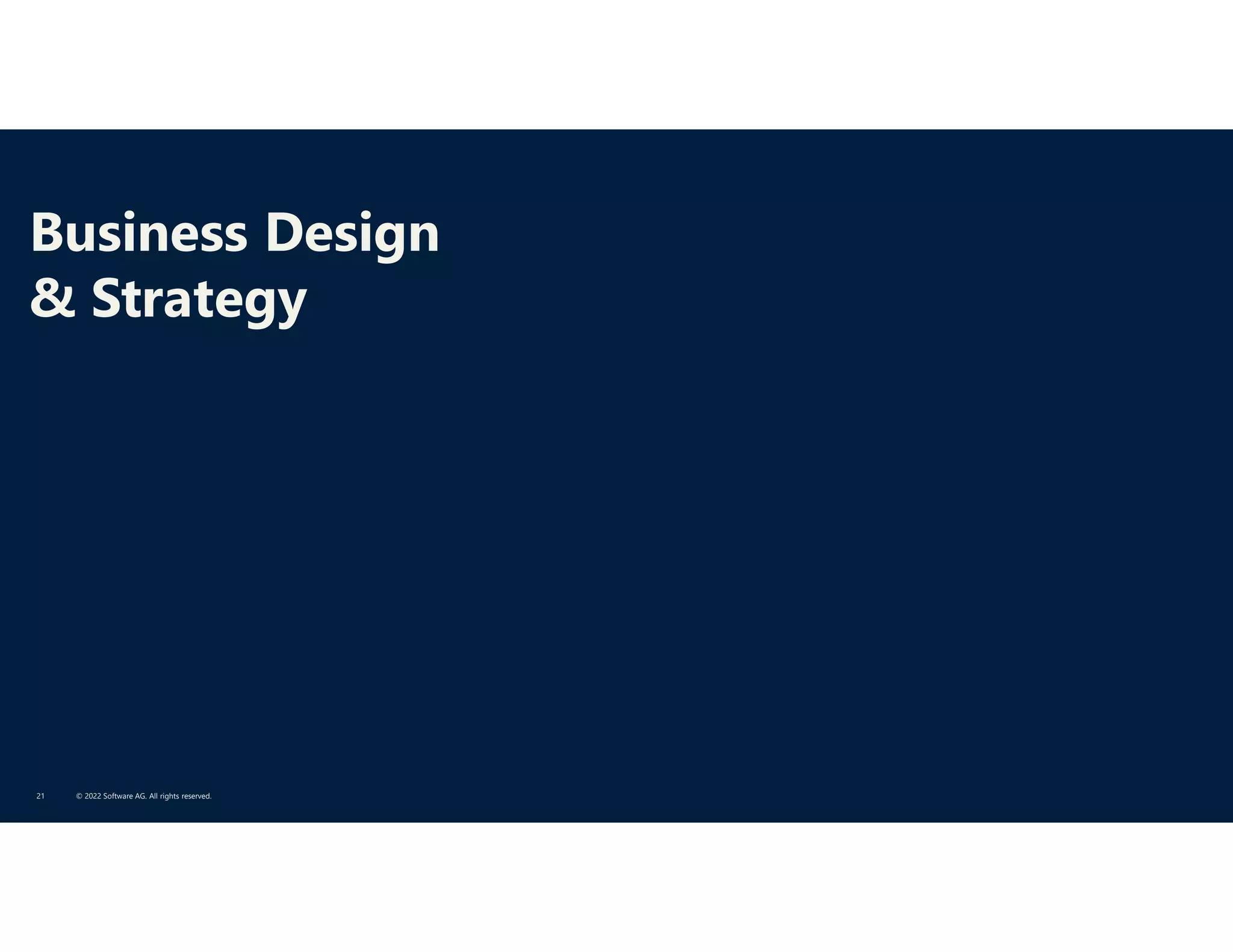 Business Design
& Strategy
© 2022 Software AG. All rights reserved.
21
 