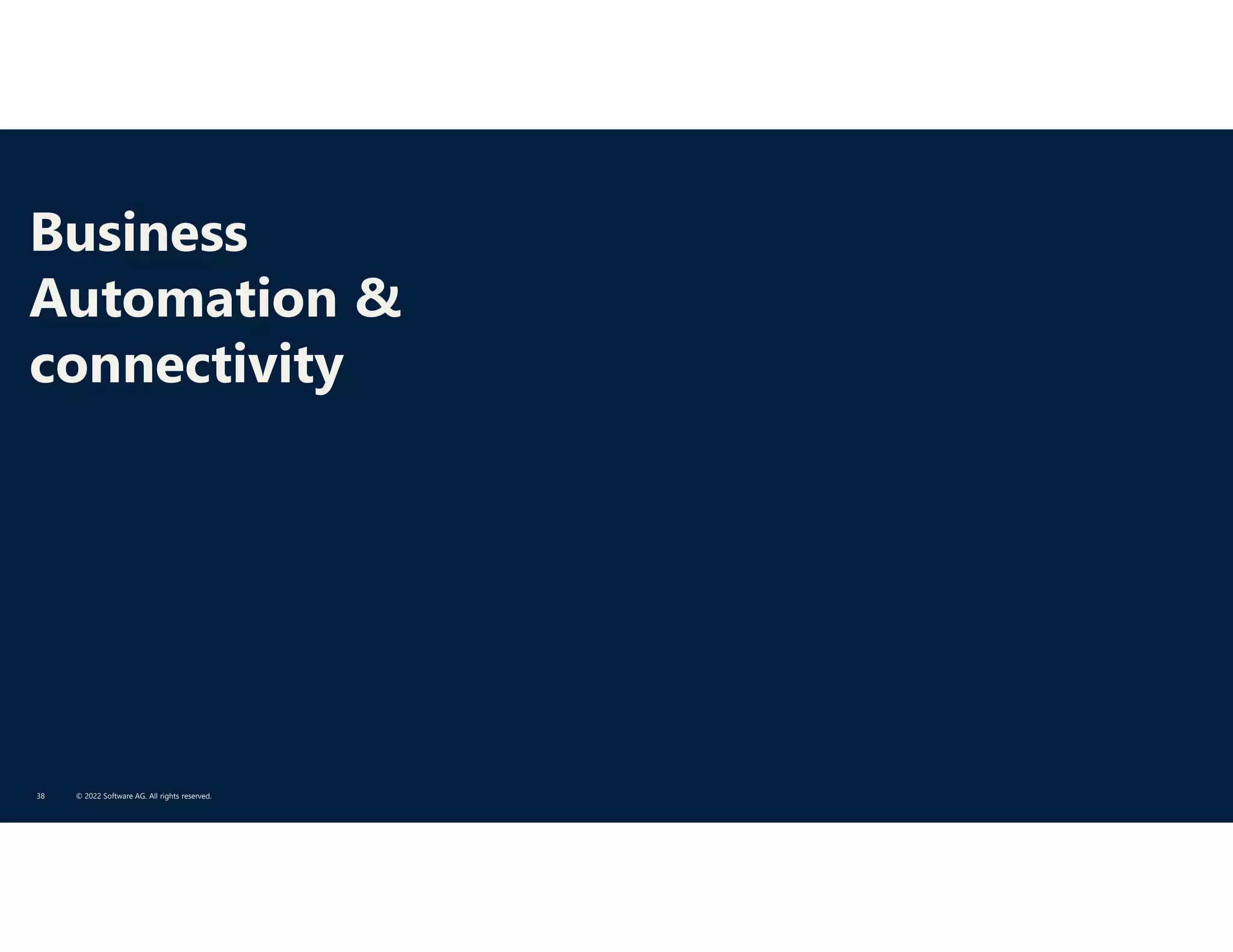 Business
Automation &
connectivity
© 2022 Software AG. All rights reserved.
38
 