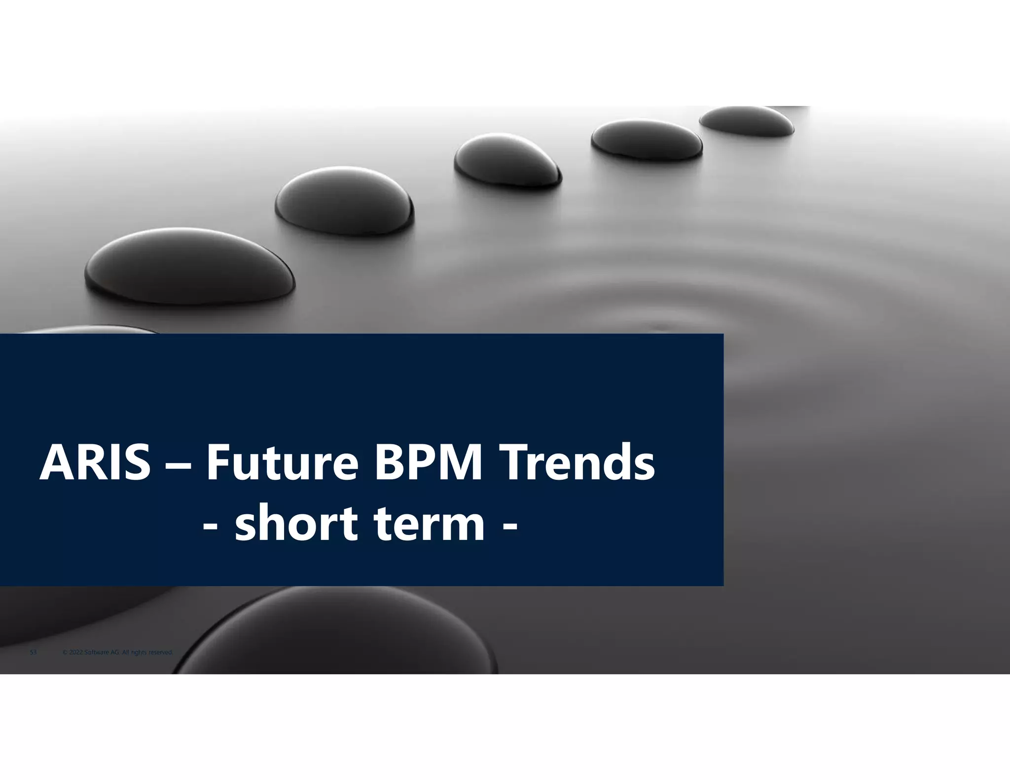 ARIS – Future BPM Trends
- short term -
© 2022 Software AG. All rights reserved.
53
 