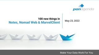 Make Your Data Work For You
100 new things in
Notes, Nomad Web & MarvelClient
May 23, 2022
 