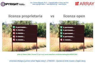 Questioni di diritto d'autore e Digital Library (Università di Bologna - Sede di Ravenna,  giugno 2022)