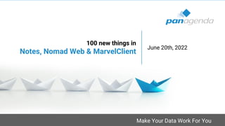 Make Your Data Work For You
100 new things in
Notes, Nomad Web & MarvelClient
June 20th, 2022
 