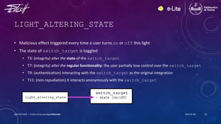 LIGHT_ALTERING_STATE
• Malicious effect triggered every time a user turns on or off this light
• The state of switch_targe...