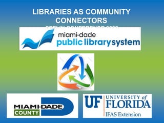 LIBRARIES AS COMMUNITY
CONNECTORS
SEFLIN CONFERENCE 2022
 