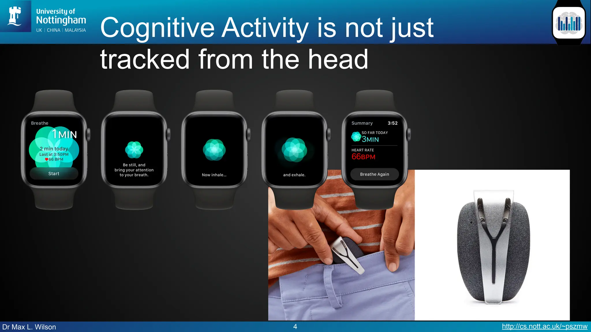 Dr Max L. Wilson http://cs.nott.ac.uk/~pszmw
Cognitive Activity is not just
tracked from the head
4
 