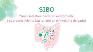 SIBO
“Small intestine bacterial overgrowth”
( sobrecrecimiento bacteriano en el intestino delgado)
 