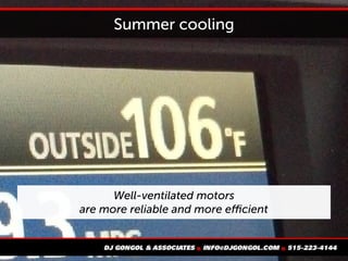 Summer cooling
Well-ventilated motors
are more reliable and more efficient
 