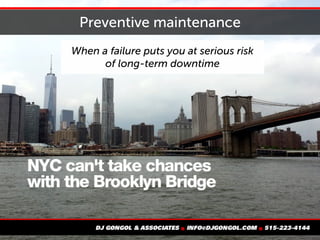Preventive maintenance
When a failure puts you at serious risk
of long-term downtime
 