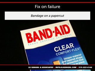 Fix on failure
Bandage on a papercut
 