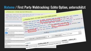 Matomo / First Party Webtracking: Echte Option, unterschätzt
 
