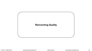 © Prof. Dr. Ayelt Komus 20
www.komus.de
www.process-and-project.net www.heupel-consultants.com
Reinventing Quality
 