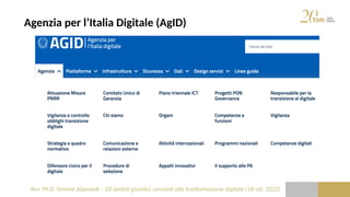 Avv. Ph.D. Simone Aliprandi – Gli ambiti giuridici correlati alla trasformazione digitale (18 ott. 2022)
Agenzia per l’Ita...