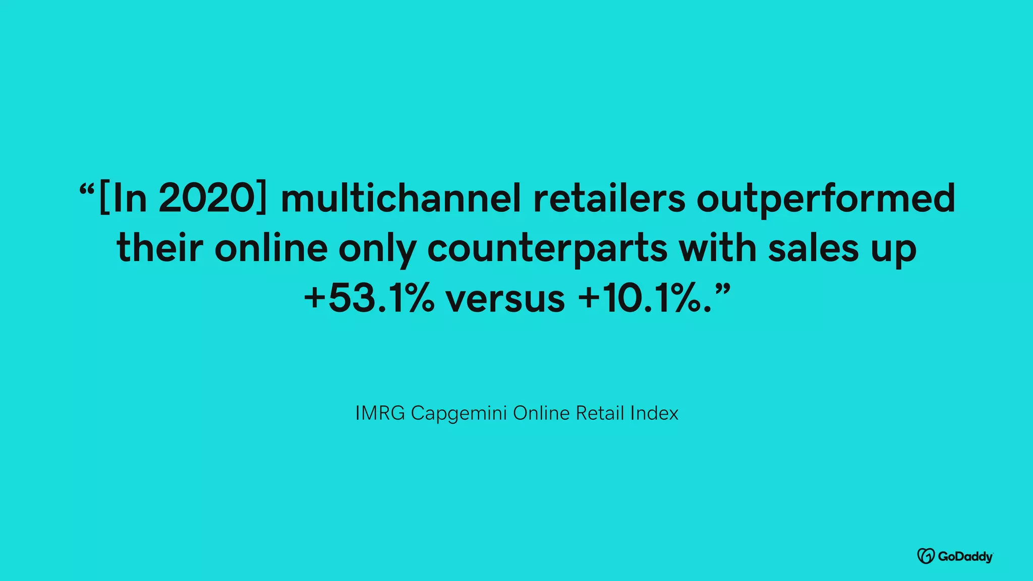 “[In 2020] multichannel retailers outperformed
their online only counterparts with sales up
+53.1% versus +10.1%.”
IMRG Capgemini Online Retail Index
 