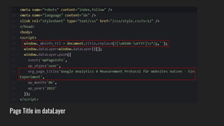 Page Title im dataLayer
 