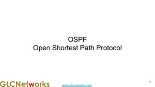 www.glcnetworks.com
OSPF
Open Shortest Path Protocol
24
 