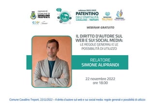 Comune Cavallino Treporti, 22/11/2022 – Il diritto d’autore sul web e sui social media: regole generali e possibilità di utilizzo
 