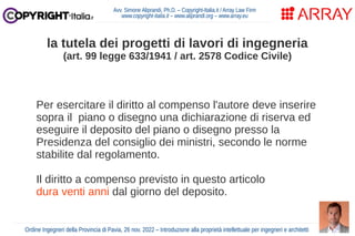 Introduzione alla proprietà intellettuale per ingegneri e architetti (Pavia, nov. 2022)
